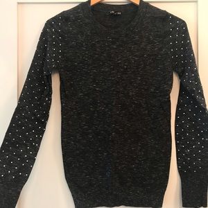 Express sweater with rhinestone sleeves